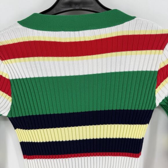 Anthropologie Eugenia Cardigan Retro Striped Ribbed Knit Sweater Size 4 Petite - Picture 7 of 8